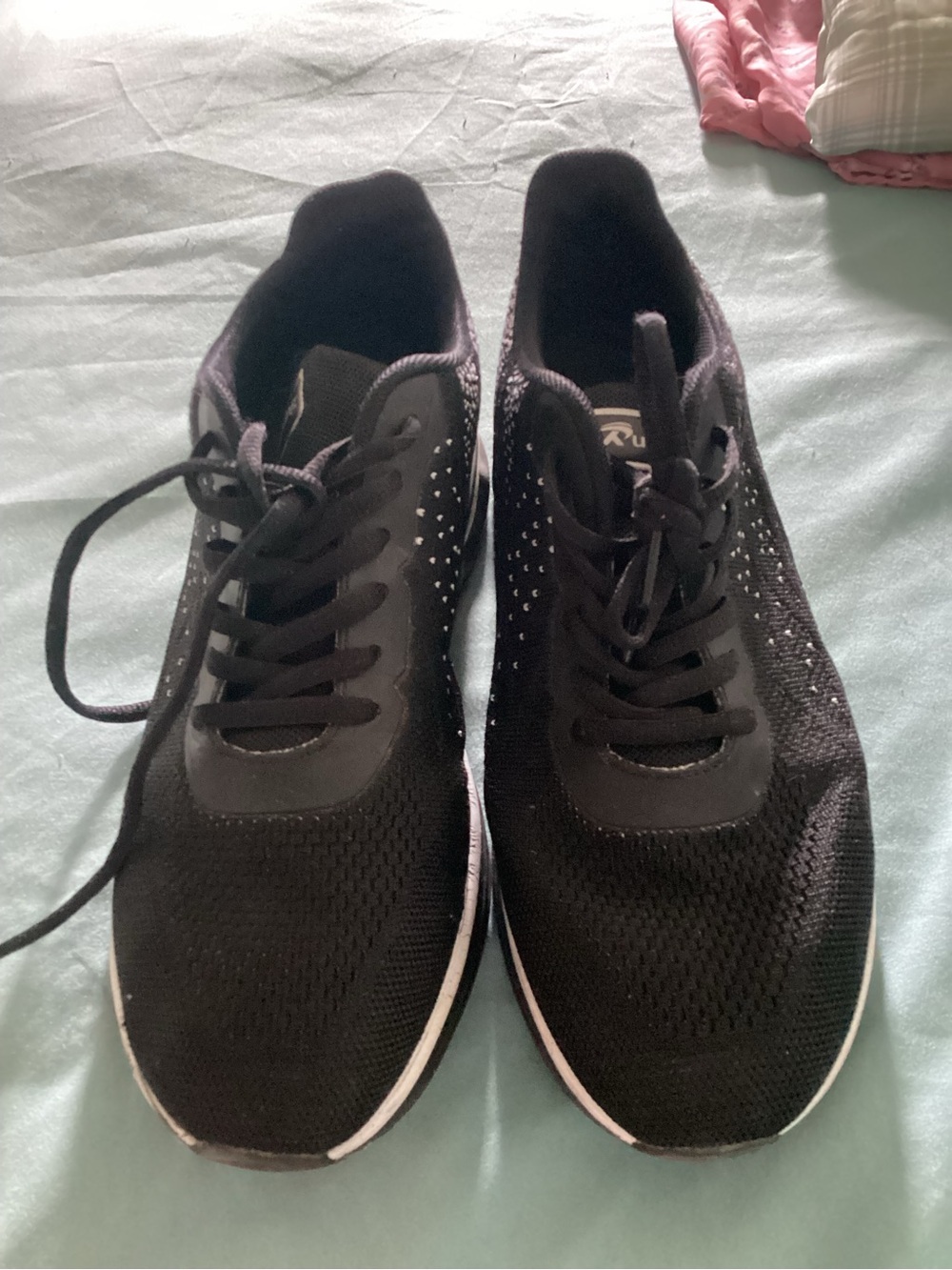 Black Knit Lace-Up Athletic Sneakers
